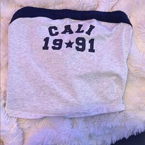 CALI 1991 Strapless Tube Top - Grey with Navy Trim